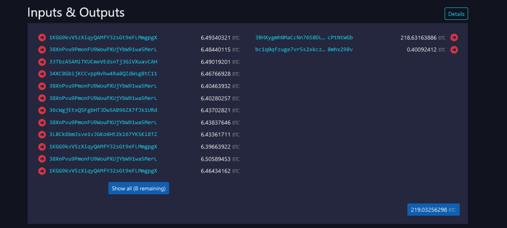 Direcciones de bases de monedas BTC |  Fuente: Espacio Mempool