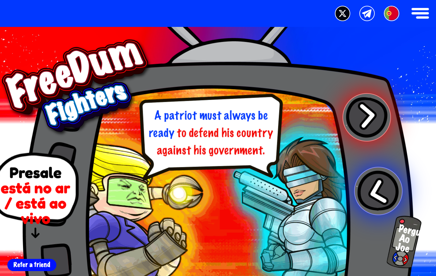 Imagen del sitio web oficial del proyecto FreeDum Fighters.