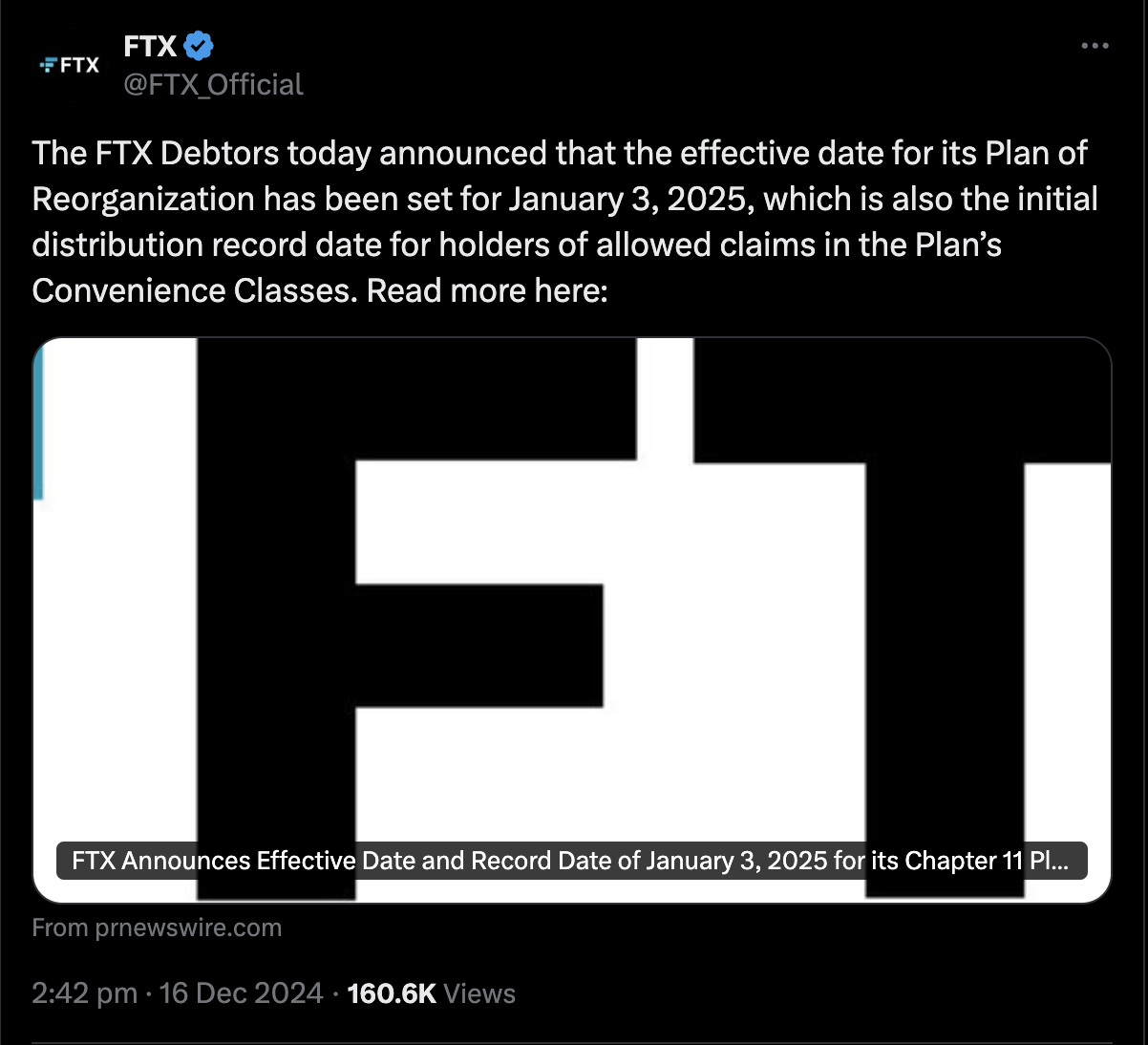 FTX anuncia la fecha base para que comiencen los pagos.