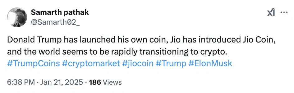 JioCoin y Trump memecoin
