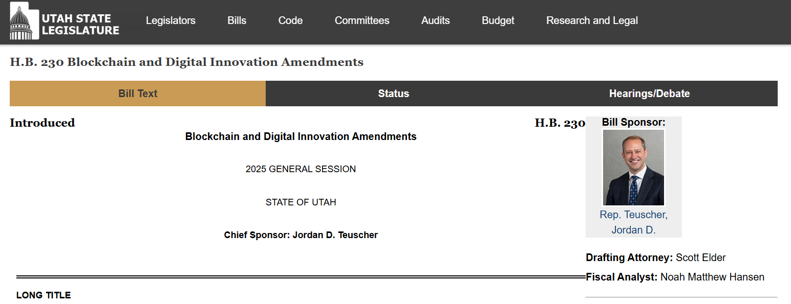 Reserva de Bitcoin en Utah