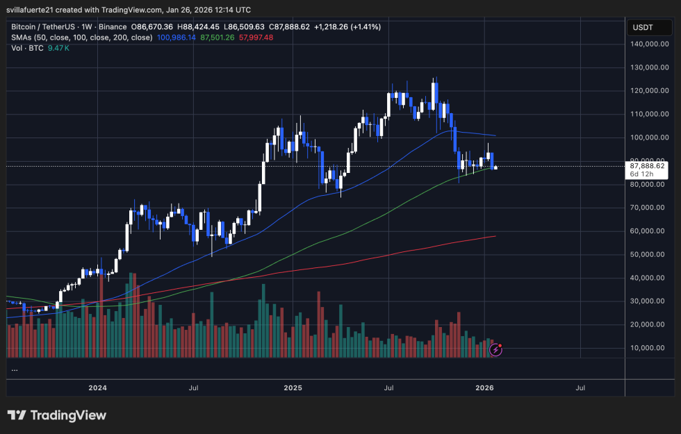 BTC prueba el nivel de demanda crítico | Fuente: Gráfico BTCUSDT en TradingView