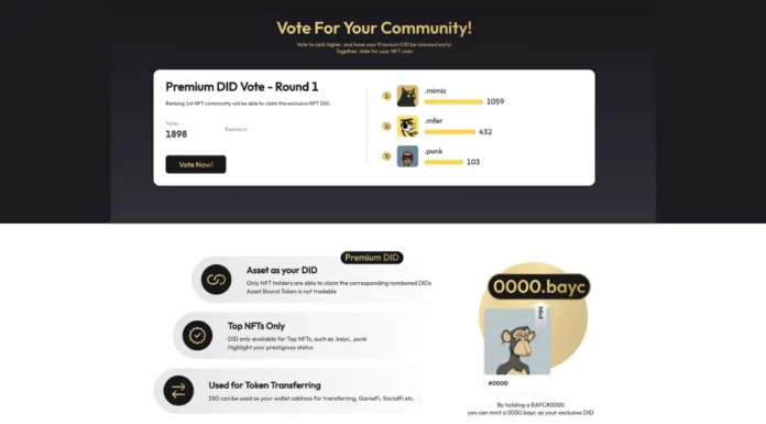 .minic DID disponible para acuñar, Mimic Shhans gana la votación de la comunidad en KEY3.id