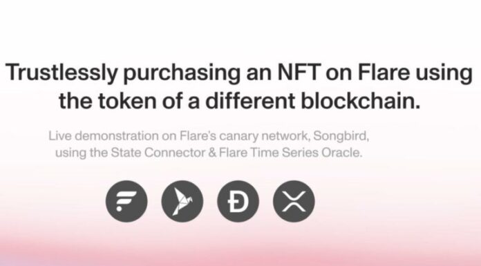 Comprar sin confianza un NFT en Flare usando el token de una cadena de bloques diferente