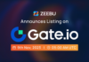 Listado de $ZBU de Zeebu en Gate.io y programa de inicio