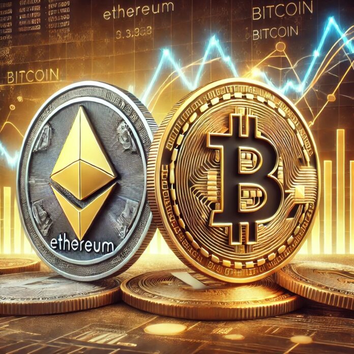 DALL·E-2024-07-30-17.47.26-A-digital-illustration-comparing-Ethereum-and-Bitcoin.-The-image-shows-tw.jpeg