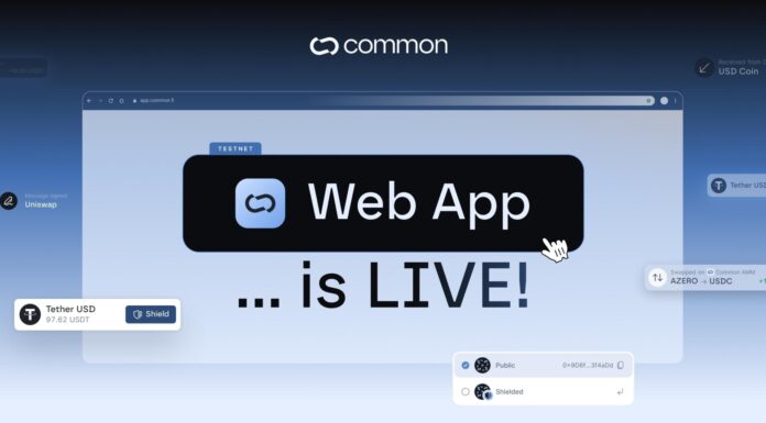 Common lanza la primera aplicación web de privacidad con tiempos de prueba de subsecond para el árbitro y Aleph Zero EVM
