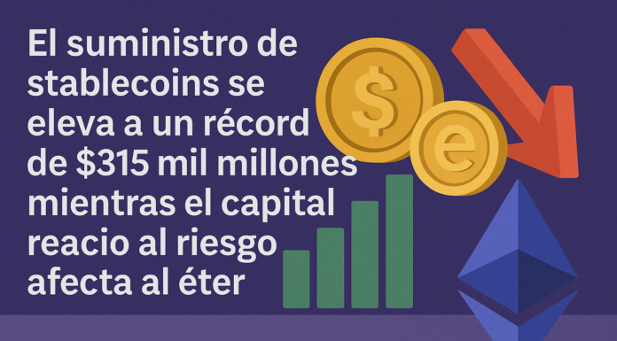 El suministro de stablecoins se eleva a un récord de $315 mil millones mientras el capital reacio al riesgo afecta al éter.