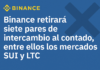Binance retirará siete pares de intercambio al contado, entre ellos los mercados SUI y LTC.