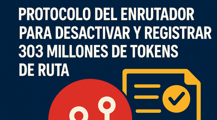 Protocolo del enrutador para desactivar y registrar 303 millones de tokens de RUTA.