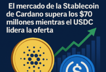 El mercado de la Stablecoin de Cardano supera los $70 millones mientras el USDC lidera la oferta.